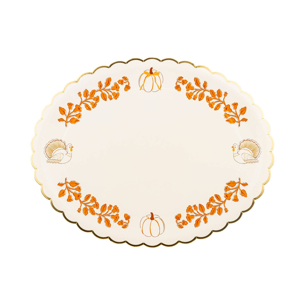 Foil Pumpkin 17" Paper Platter (6ct)