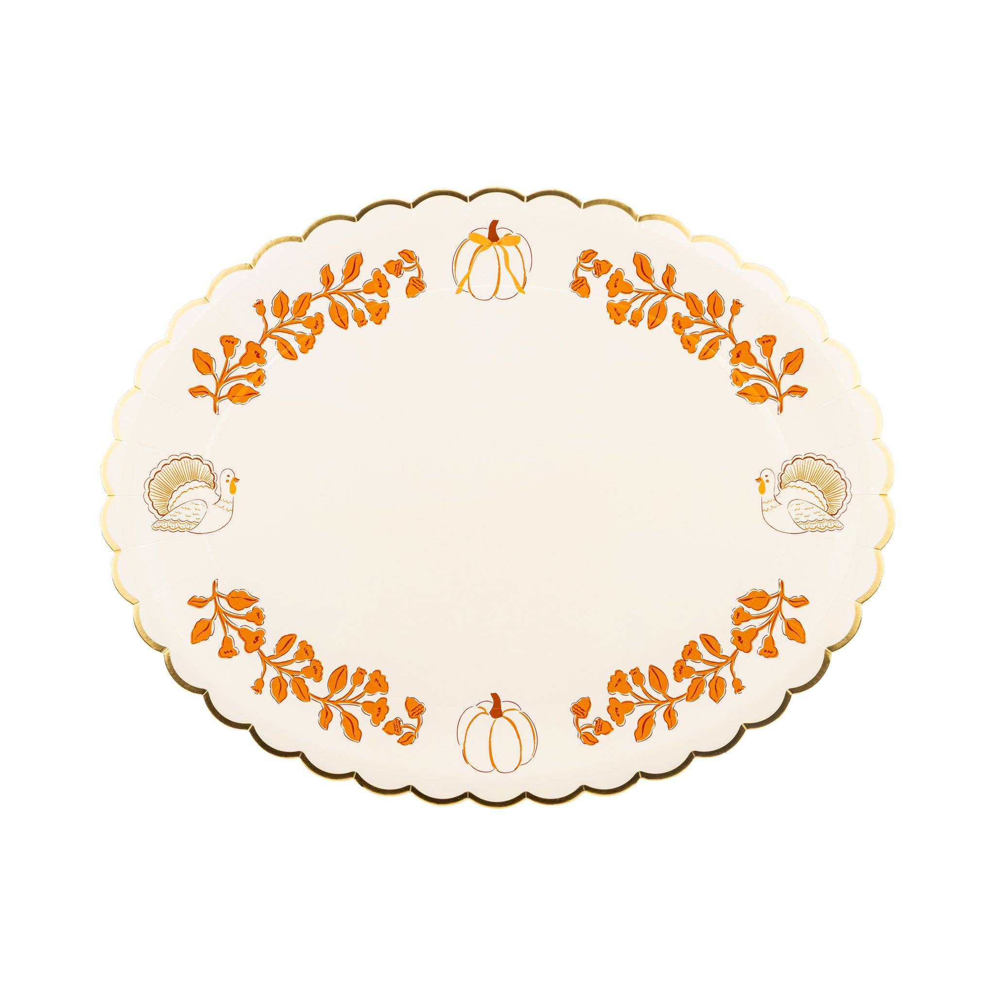 Foil Pumpkin 17" Paper Platter (6ct)