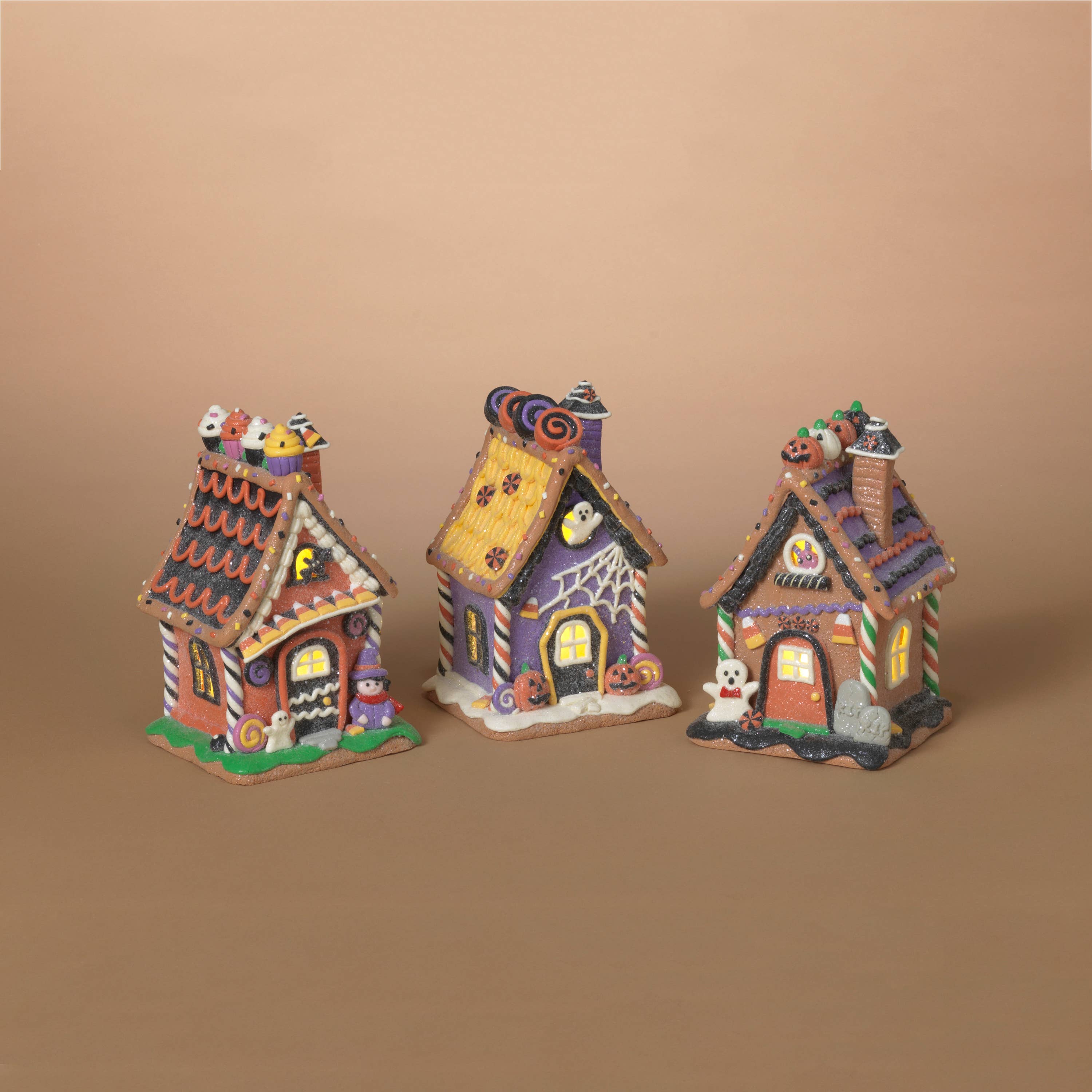 7.5"H Lighted Clay Dough Halloween House