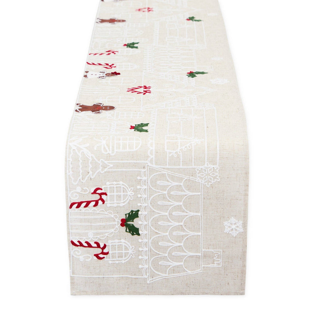 Gingerbread Town Embellished Table Runner - 14 x 70"
