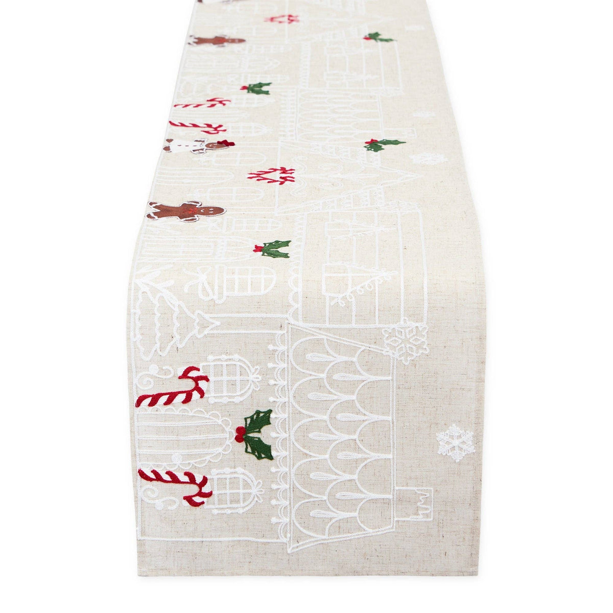 Gingerbread Town Embellished Table Runner - 14 x 70"
