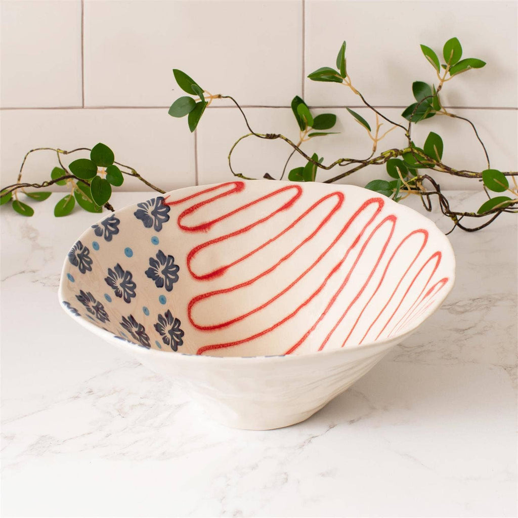 Americana Folk Art Serving Bowl