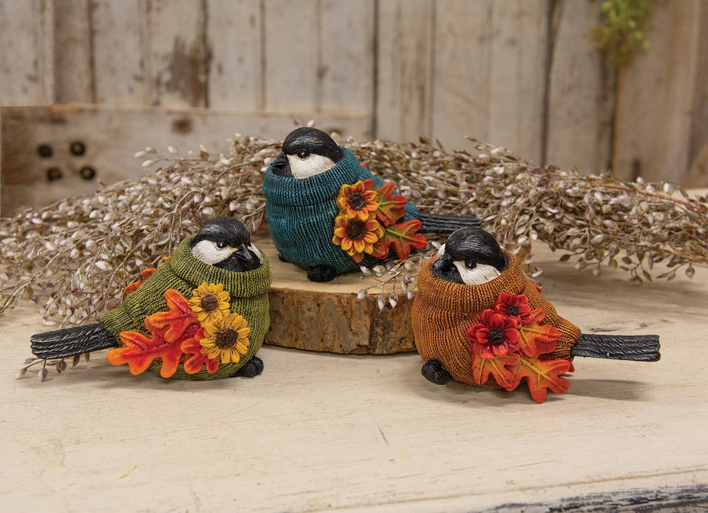 Resin Harvest Sweater Bird, set of 3
