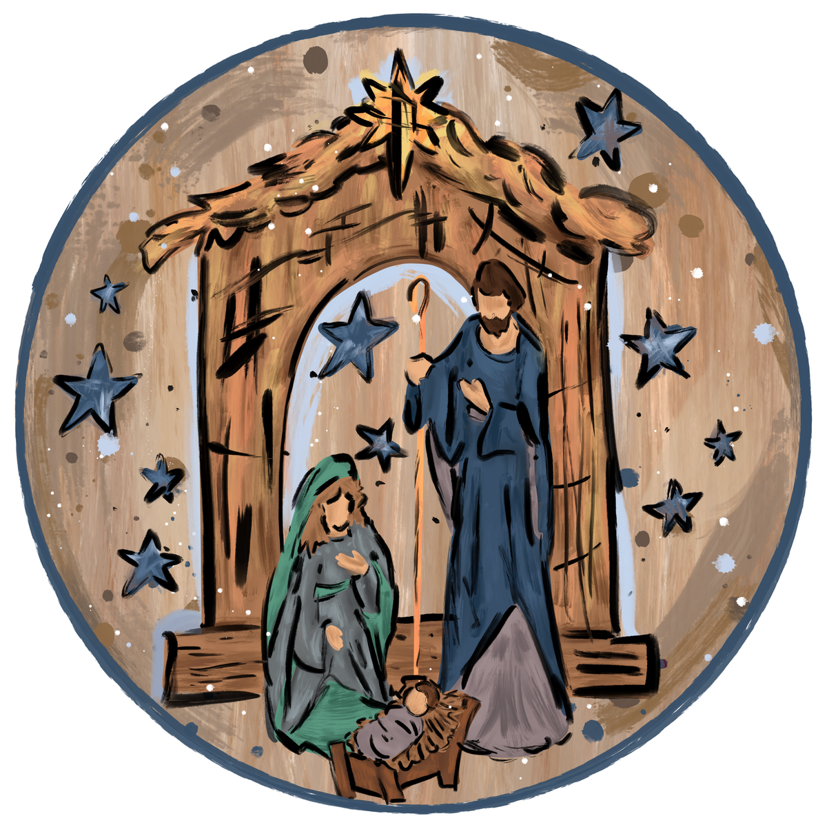 Nativity Scene Metal Sign