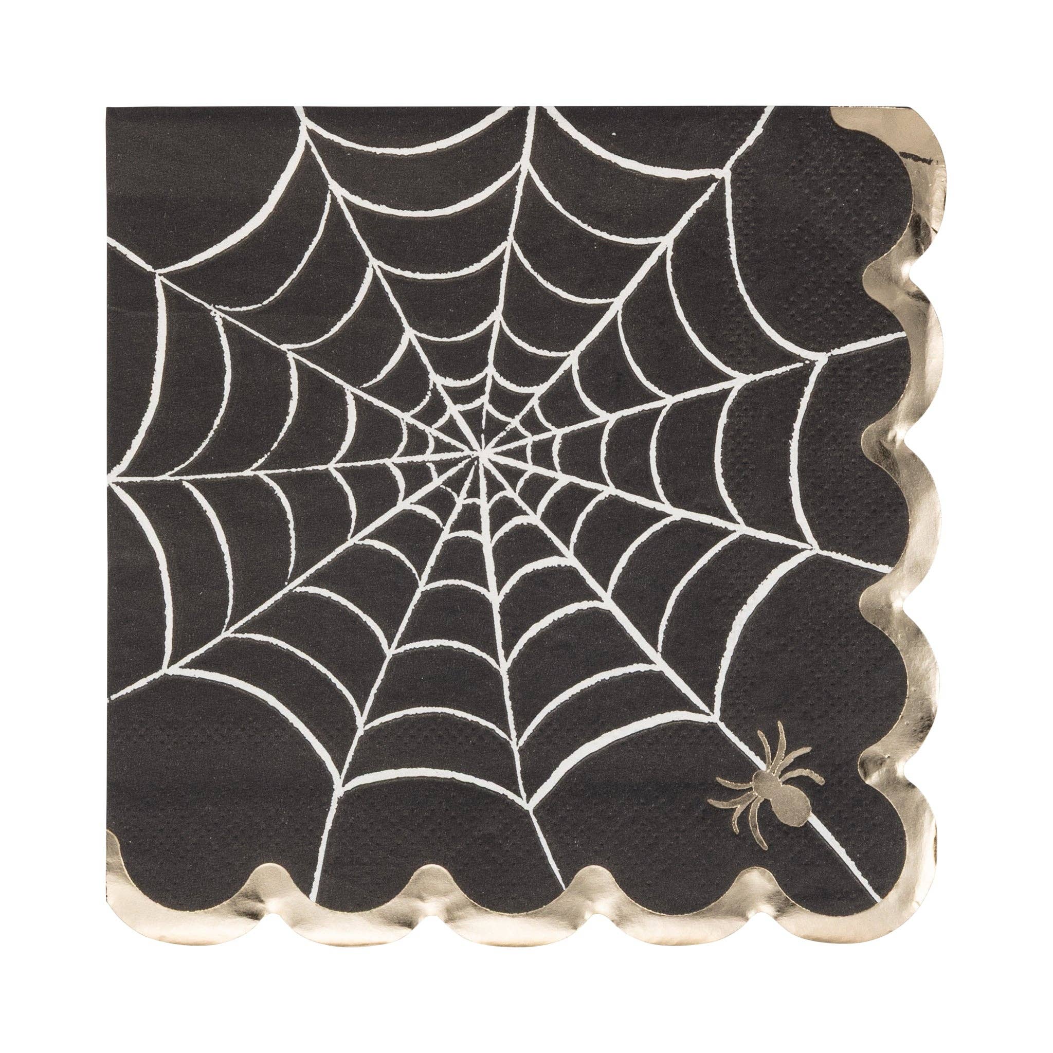 Foil Black Web Cocktail Napkin 18 ct