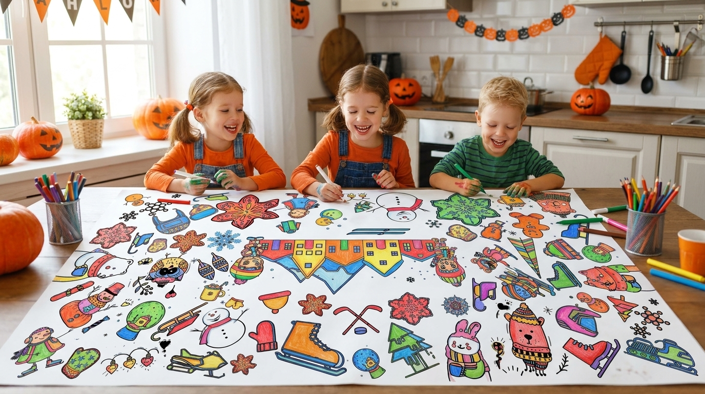 Winter Wonderland Coloring Tablecloth