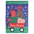 Garden Flag Burlap Merry Christmas Wagon